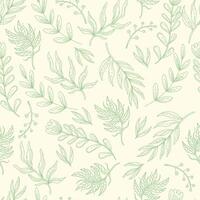 Seamless pattern abstract line art herbs vector illustration