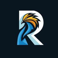 letter R bird colorful symbol vector