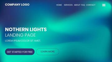 Abstract gradient background, Minimal modern design, Northern lights landing page template, Aurora Borealis sky vector