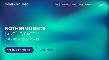 Abstract gradient background, Minimal modern design, Northern lights landing page template, Aurora Borealis sky vector