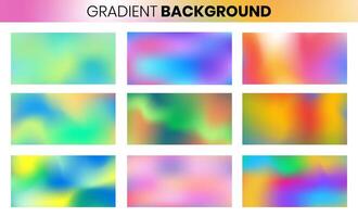 Set of Aurora Gradient covers design templates with vibrant gradient background. Trendy modern design. Applicable for placards, banners, flyers, presentations, covers and reports. Vector illustration