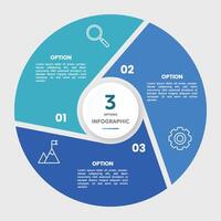 Circle chart infographic template with 3 options for presentations vector