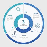 circulo gráfico infografía modelo con 3 opciones para presentaciones vector