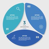 Circle chart infographic template with 3 options for presentations vector