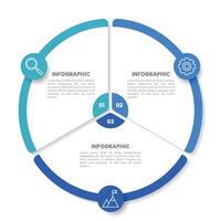 Circle chart infographic template with 3 options for presentations vector