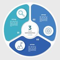 circulo gráfico infografía modelo con 3 opciones para presentaciones vector