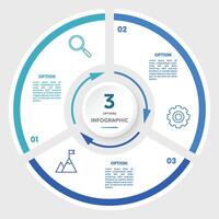 circulo gráfico infografía modelo con 3 opciones para presentaciones vector