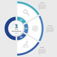 Circle chart infographic template with 3 options for presentations vector