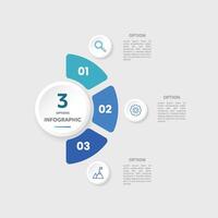 circulo gráfico infografía modelo con 3 opciones para presentaciones vector