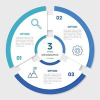 circulo gráfico infografía modelo con 3 opciones para presentaciones vector