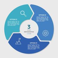 circulo gráfico infografía modelo con 3 opciones para presentaciones vector