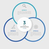 Circle chart infographic template with 3 options for presentations vector