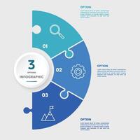 Circle chart infographic template with 3 options for presentations vector