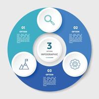 Circle chart infographic template with 3 options for presentations vector