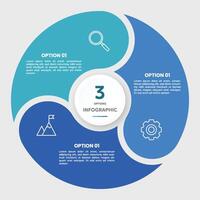 Circle chart infographic template with 3 options for presentations vector