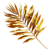 AI generated Golden palm leaf isolated on transparent background png