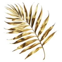 AI generated Golden palm leaf isolated on transparent background png