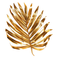 AI generated Golden palm leaf isolated on transparent background png