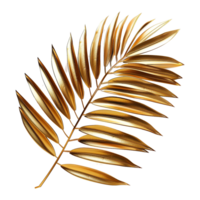 ai gegenereerd gouden palm blad geïsoleerd Aan transparant achtergrond PNG