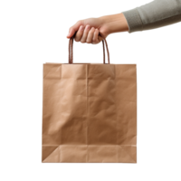 AI generated Hand holding shopping bag isolated on transparent background png