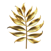 AI generated Golden palm leaf isolated on transparent background png