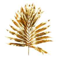 AI generated Golden palm leaf isolated on transparent background png