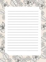 Printable Paper Noted Memo Templated Plant Floral vector