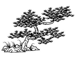 Outline Tree Asian Illustration Element vector