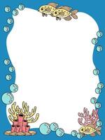 Printable Paper Noted Template Ocean Cute Fish vector