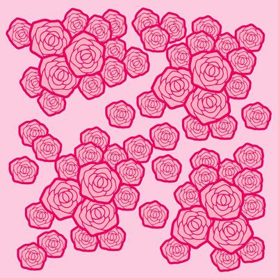 Rose seamless pattern. Vector illustration of pink roses on pink background.