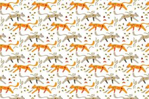 Funny Cats Illustration Pattern Template Seamless Background vector