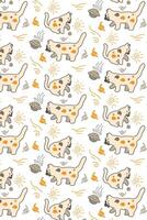 Funny Cats Illustration Pattern Template Seamless Background vector