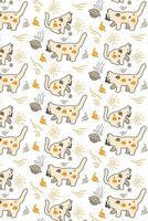 Funny Cats Illustration Pattern Template Seamless Background vector