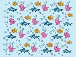 Design Background Pattern Ocean Fish Cute vector