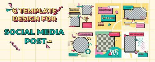 vector 90s vintage design bundle template for social media frame posts, this is a combined template that has been uploaded