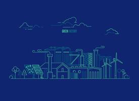 concept of green factory or eco industry, graphic of manufacturing plant with ecosystem element vector