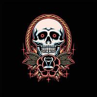 traditional skull tattoo vector design