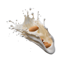 AI generated Milk splash with almonds isolated on transparent background png