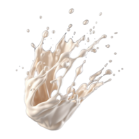 AI generated Milk splash with almonds isolated on transparent background png