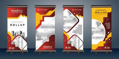 roll up banners template with business presentation design template vector