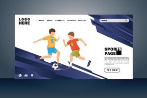 Sport landing page flat design vector