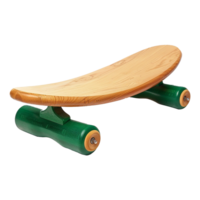 AI generated Wooden balance board with roller green isolated on transparent background png