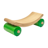 ai generado de madera equilibrar tablero con rodillo verde aislado en transparente antecedentes png