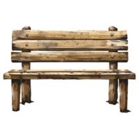 AI generated Wooden park bench isolated on transparent background png