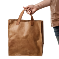 AI generated Hand holding shopping bag isolated on transparent background png