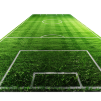 AI generated Soccer field with gate isolated on transparent background png