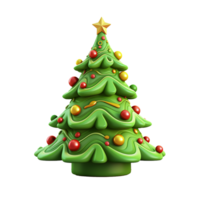 AI generated 3d cartoon christmas tree decoration png isolated on transparent background