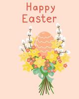 Happy Easter card with bouquet. vector