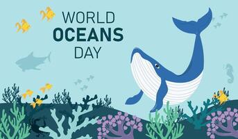 World Ocean Day banner vector