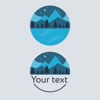 Vector logo with a mountain landscape in blue colors.